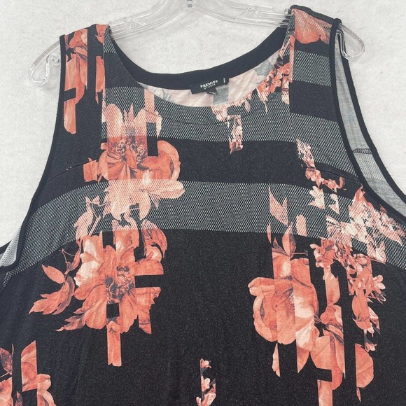 Women’s Plus Size 2X Premise Studio Black & Pink Floral Long Tunic Tank Top - Picture 13 of 16